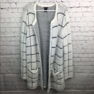 New Directions Fuzzy Cardigan Sweater Jacket Large